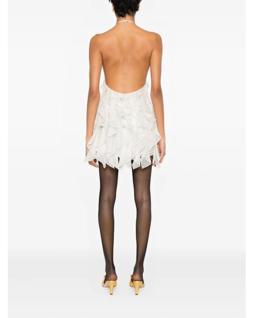 retroféte Arina Mini-Jurk Met Ruches En Bloem in het White