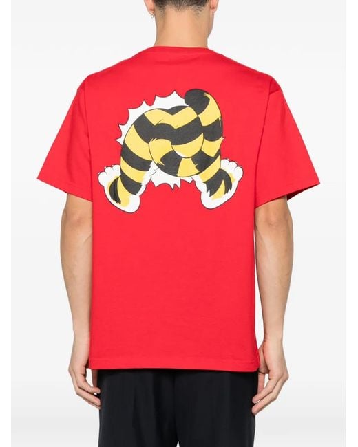 KENZO Red Oversized 'Wild Tiger' Graphic T-Shirt for men