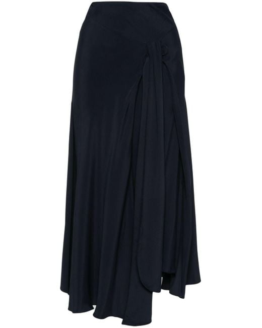 Victoria Beckham Blue Asymmetric Crepe Midi Skirt