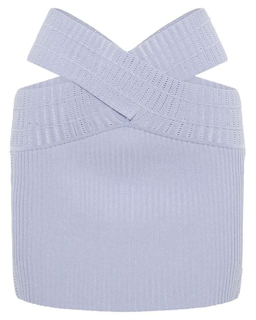 Dion Lee Blue Snakeskin Ribbed Miniskirt
