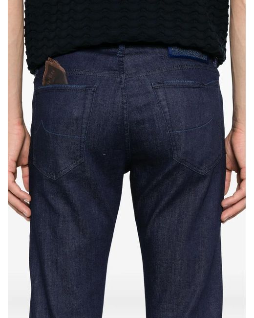 Jacob Cohen Blue Embroidered Detail Slim-Fit Jeans for men