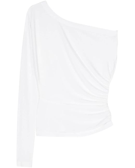 Haut froncé à design à une épaule Norma Kamali en coloris White