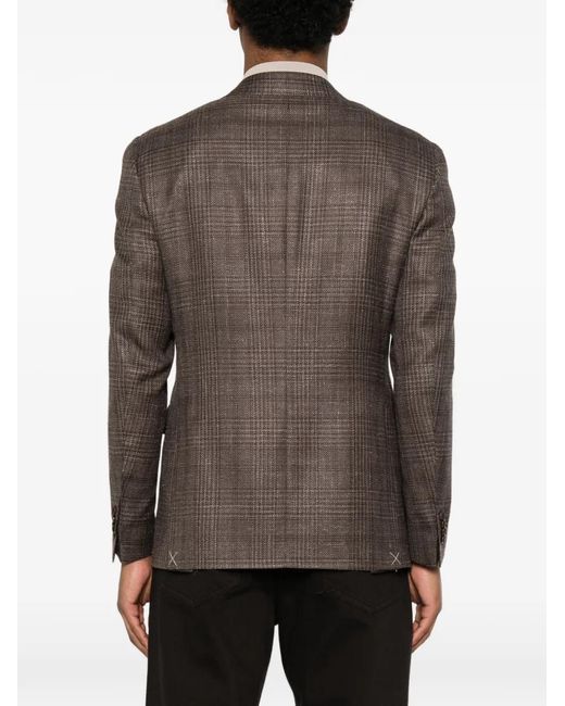 Canali Brown Blazer Rena Droit À Carreaux for men