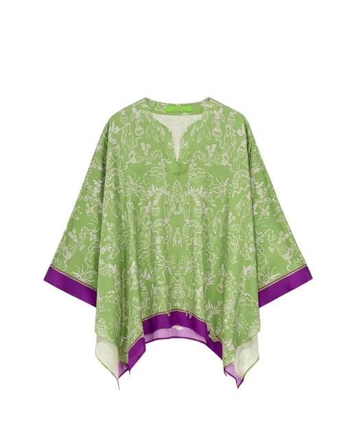 Shanghai Tang Green Graphic-Print Tunic