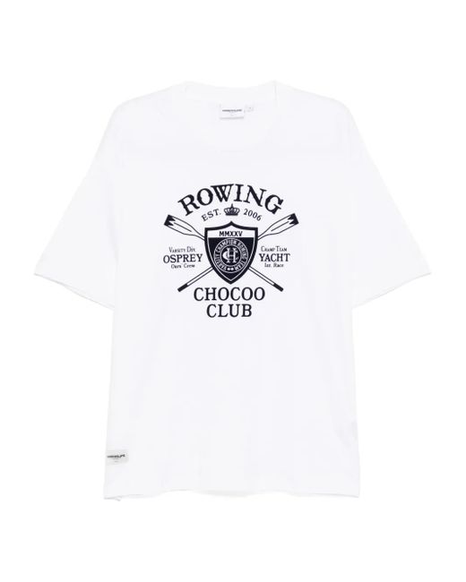 Chocoolate White Embossed-Printed T-Shirt for men