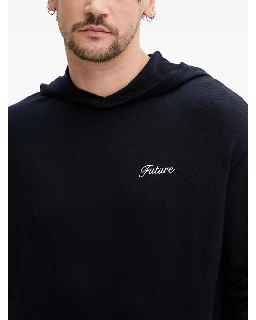 From Future Black Embroidery-Logo Hoodie for men