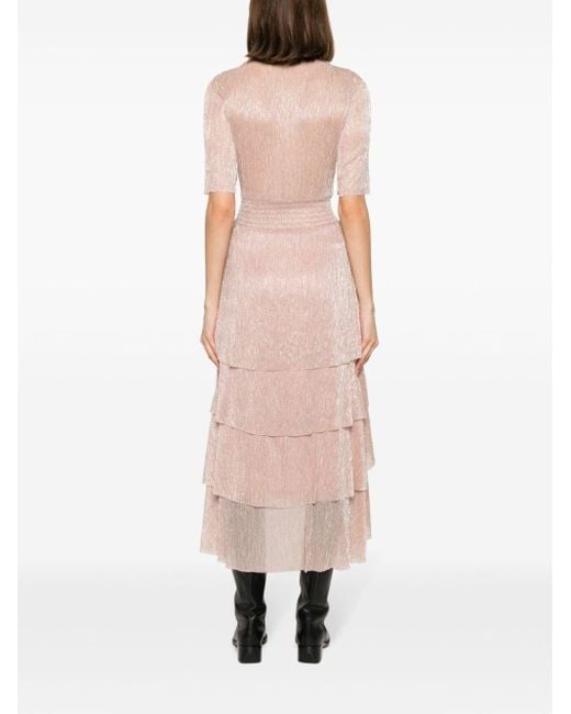 Maje Midi-jurk Met Ruches in het Pink