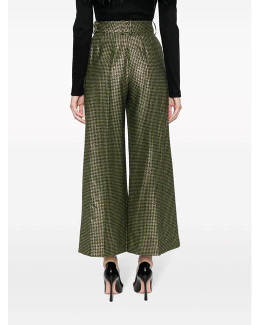 Alexandre Vauthier Green Houndstooth-pattern Palazzo Pants