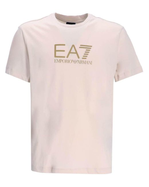EA7 Pink Logo-print Cotton T-shirt for men