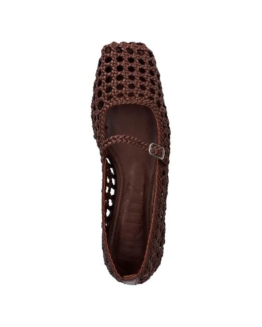 Souliers Martinez Brown Ballerines Paris En Cuir Tressé