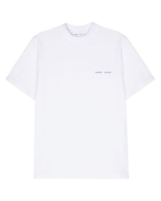 Samsøe & Samsøe White Norsbro Logo-print T-shirt for men