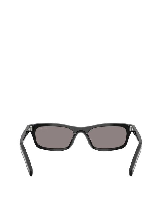 Prada Gray Stripe-Detail Rectangle-Frame Sunglasses