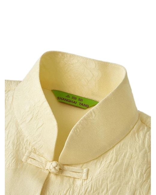 Shanghai Tang White Patterned-Jacquard Belted Shirt