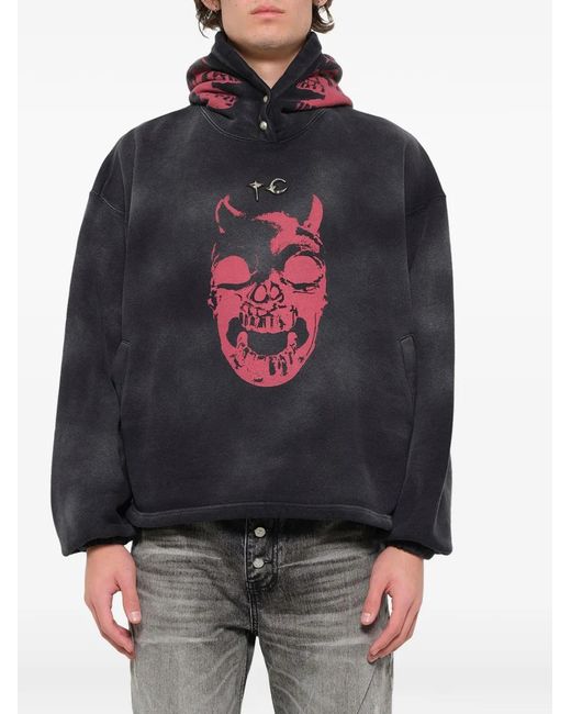 THUG CLUB Black Riding Skull Hoodie for men