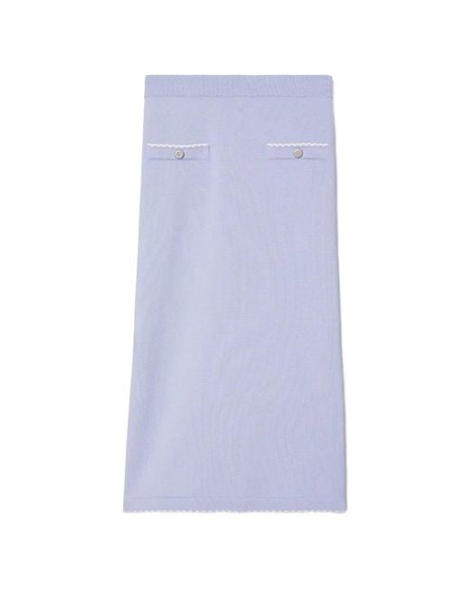 Tory Burch Purple Scalloped Wool Skirt