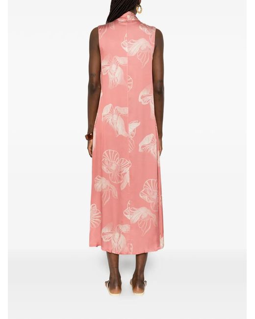 Ottod'Ame Pink Floral Midi Dress