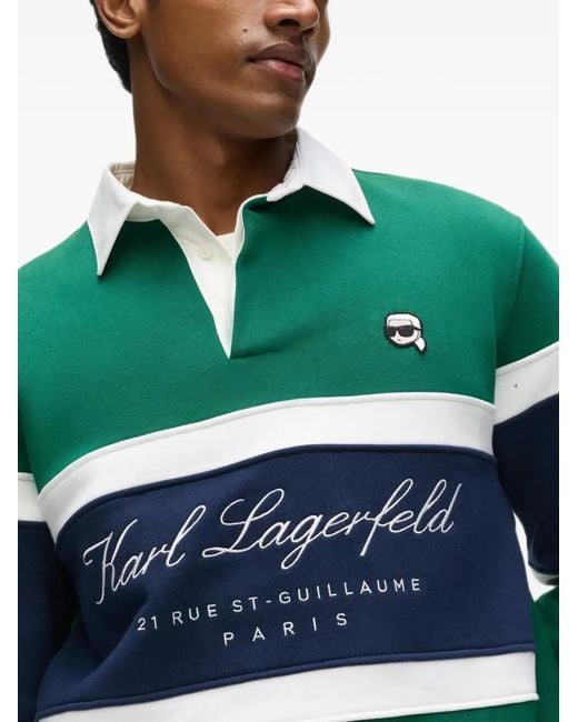Karl Lagerfeld Green Ikon Polo Sweatshirt for men