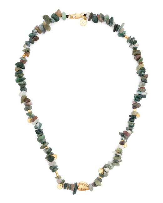Bimba Y Lola Metallic Leaf-bead Stone Necklace