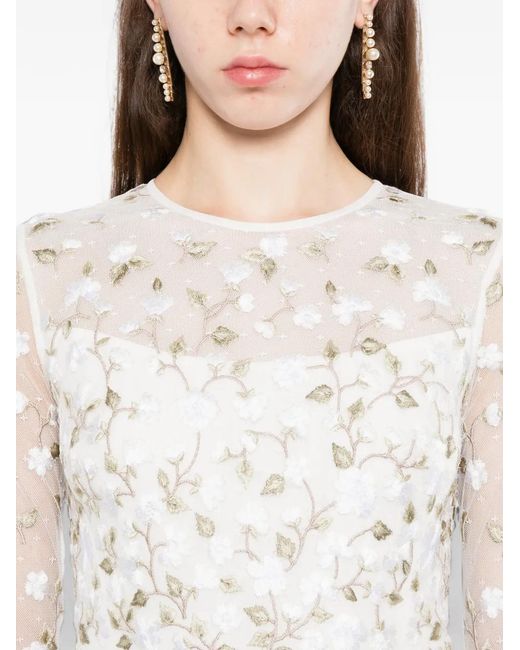 Needle & Thread White Trailing-Roses Ankle Gown