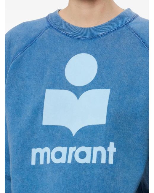 Isabel Marant Blue Logo-Print Raglan-Sleeve Sweatshirt