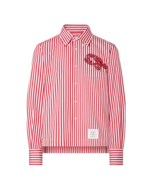 Thom Browne Pink Lobster Striped Shirt for men