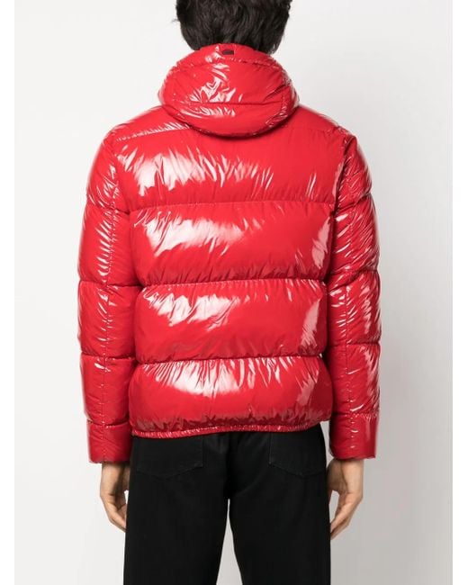 Herno Red Logo-Patch Padded Hooded Jacket for men