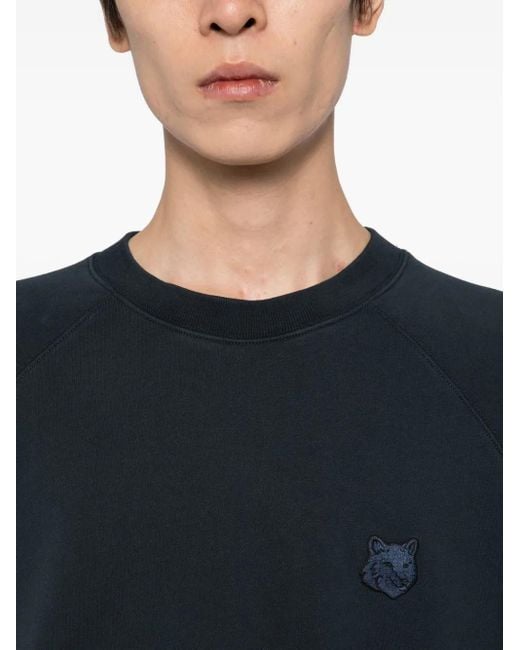 Felpa Con Logo Ricamato di Maison Kitsuné in Blue da Uomo