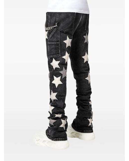 GUAPI Black Star-Patch Jeans for men