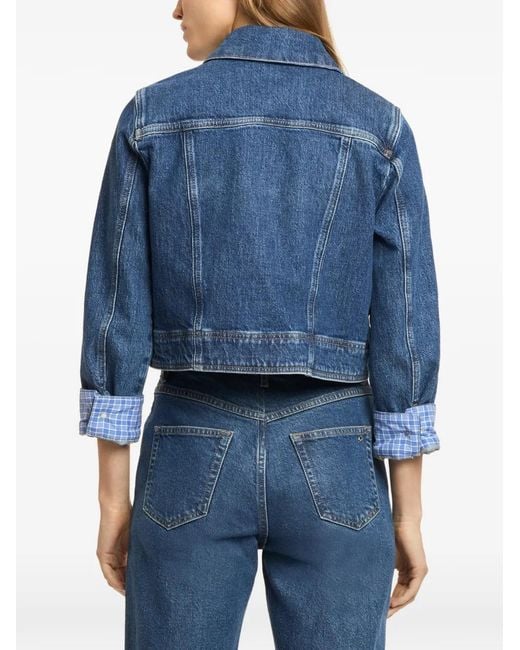 Cinq À Sept Blue Lexie Checked-Cuff Denim Jacket