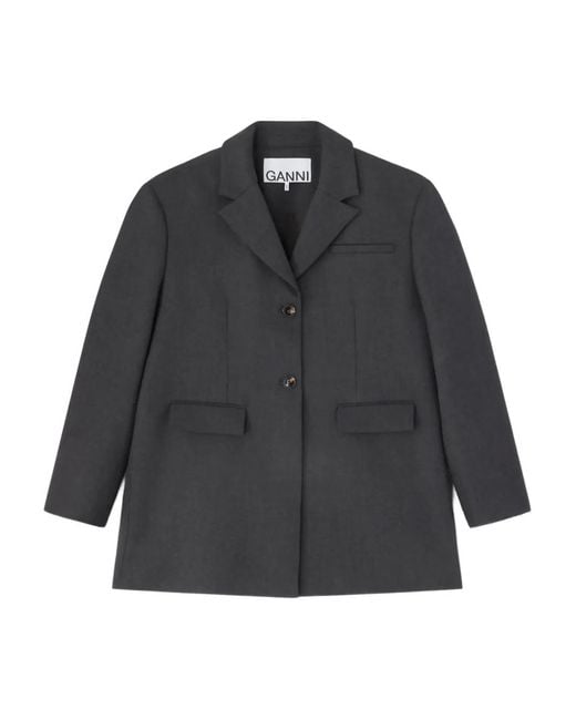 Ganni Gray Wool Suiting Blazer