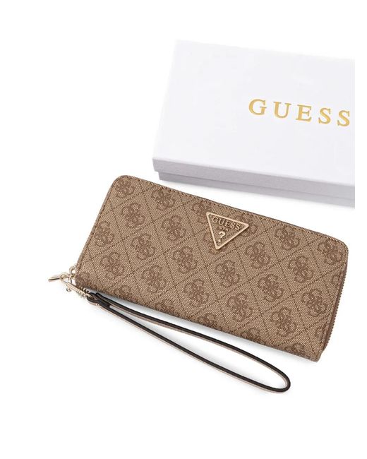 Guess Brown Laurel Monogram-print Logo-plaque Wallet