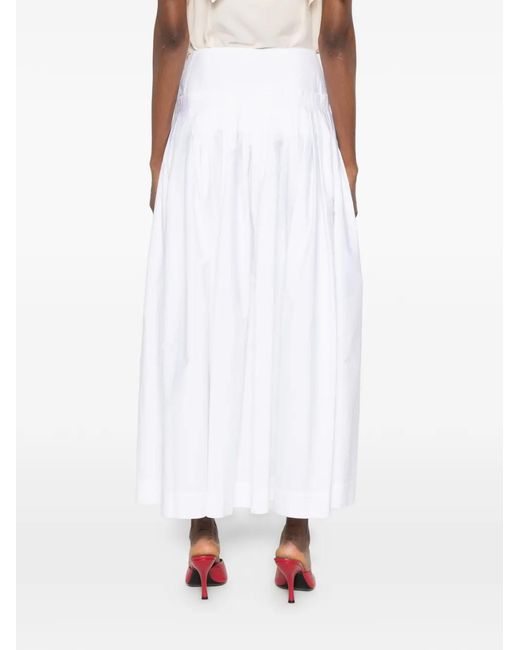 Lanvin White Midi Skirt With Side Button Closure