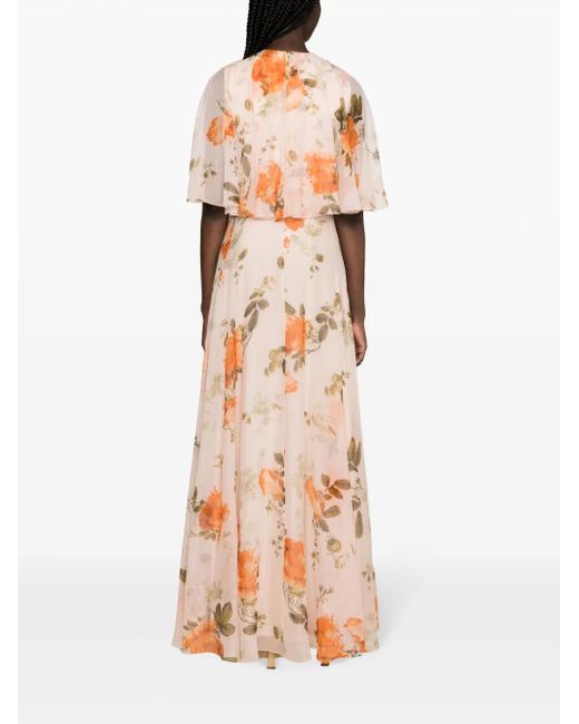 Erdem Orange Maxikleid Aus Seide Mit Blumen-Print