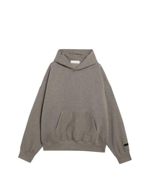 Fear Of God Gray Logo-Print Drop-Shoulder Hoodie for men