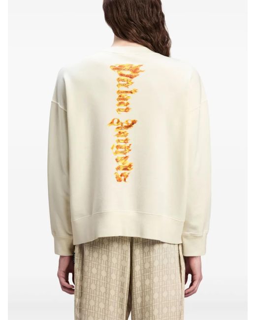Palm Angels White Burning Palm Cotton Sweatshirt for men