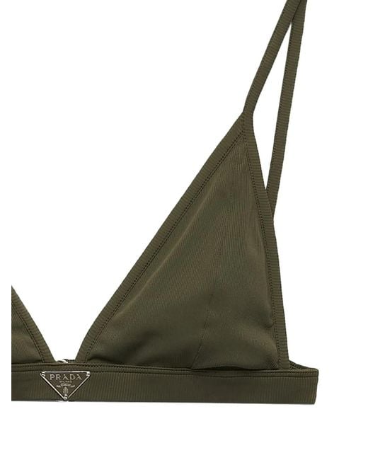 Prada Green Ribbed Knit Bralette Bikini Top