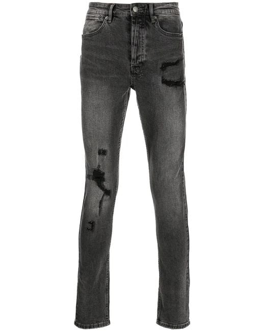 Ksubi Gray Distressed-Detail Skinny Jeans for men