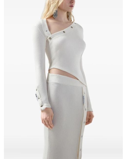 Gcds White Button Asymmetric Blouse