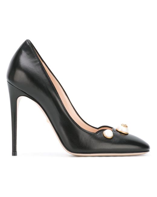 Zapatos de tacón con detalle perlado GG Gucci de color Black