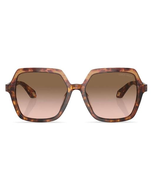 Giorgio Armani Brown Tortoiseshell-Effect Square Frame Sunglasses