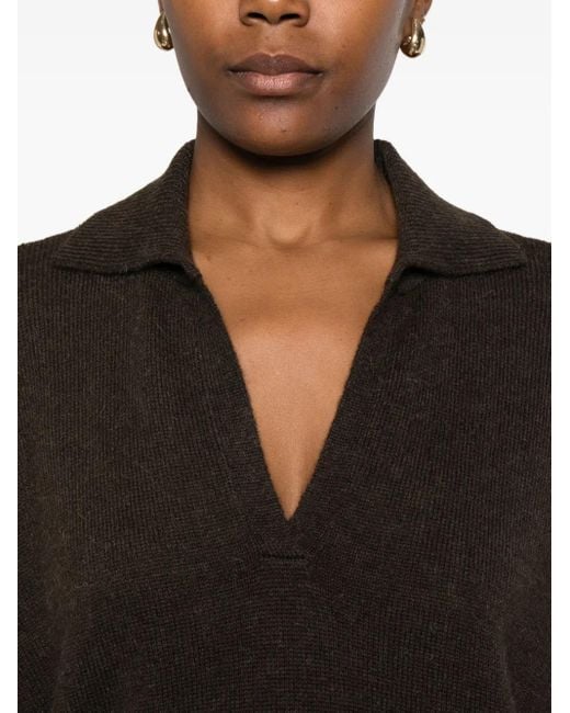 Antonelli Black V-Neck Collared Sweater