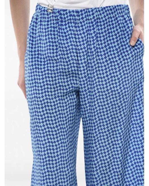 Marni Blue Checked Silk Trousers