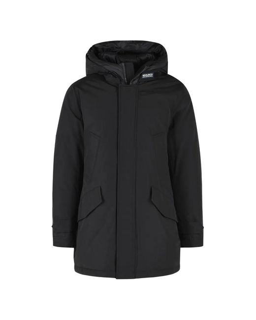 Woolrich Black Polar Hooded Parka for men