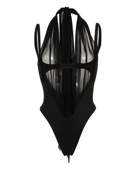 Mugler Black Cut-Out Swimsuit
