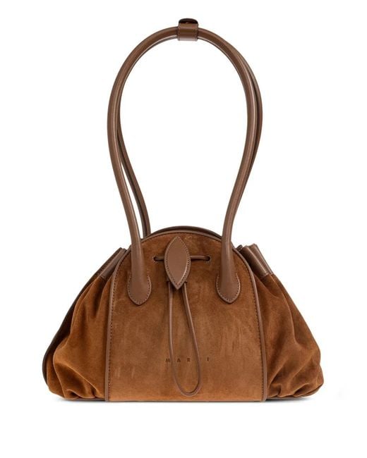 Marni Brown Tulipea Drawstring-Closure Shoulder Bag