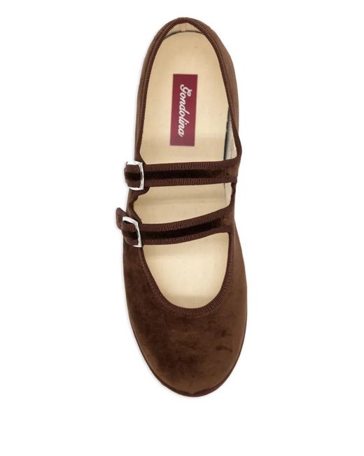 Gondolina Brown Sigari Mary Jane Double-Lace Ballet Flats