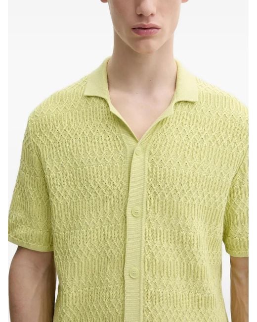 Samsøe & Samsøe Green Textured Buttoned Polo Shirt for men