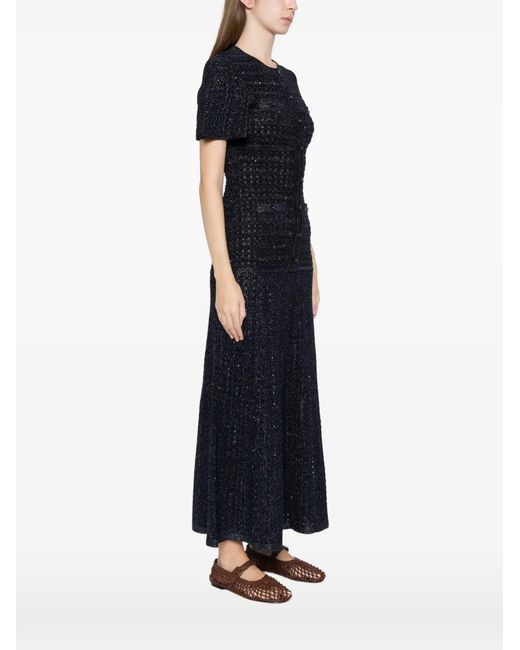 Sandro Embellished Knitted Maxi Dress in Black | Lyst