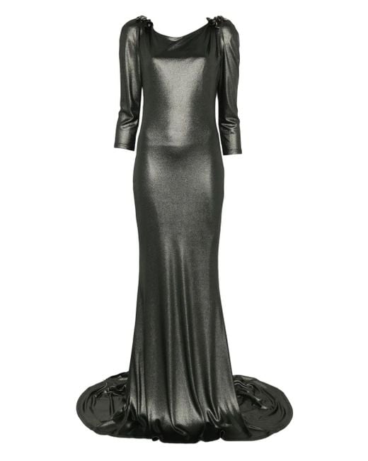 Gemy Maalouf Black Embellished Three-Quarter Sleeve Dress