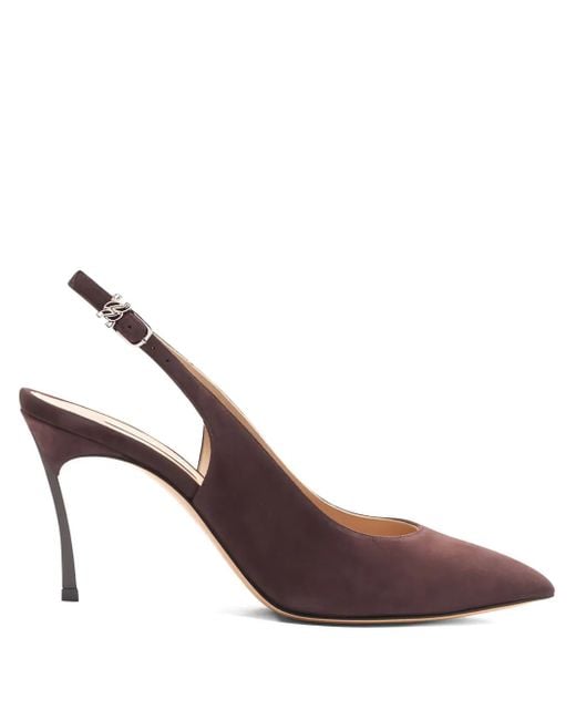 Casadei Brown 80Mm Slingback Pointed-Toe Pumps